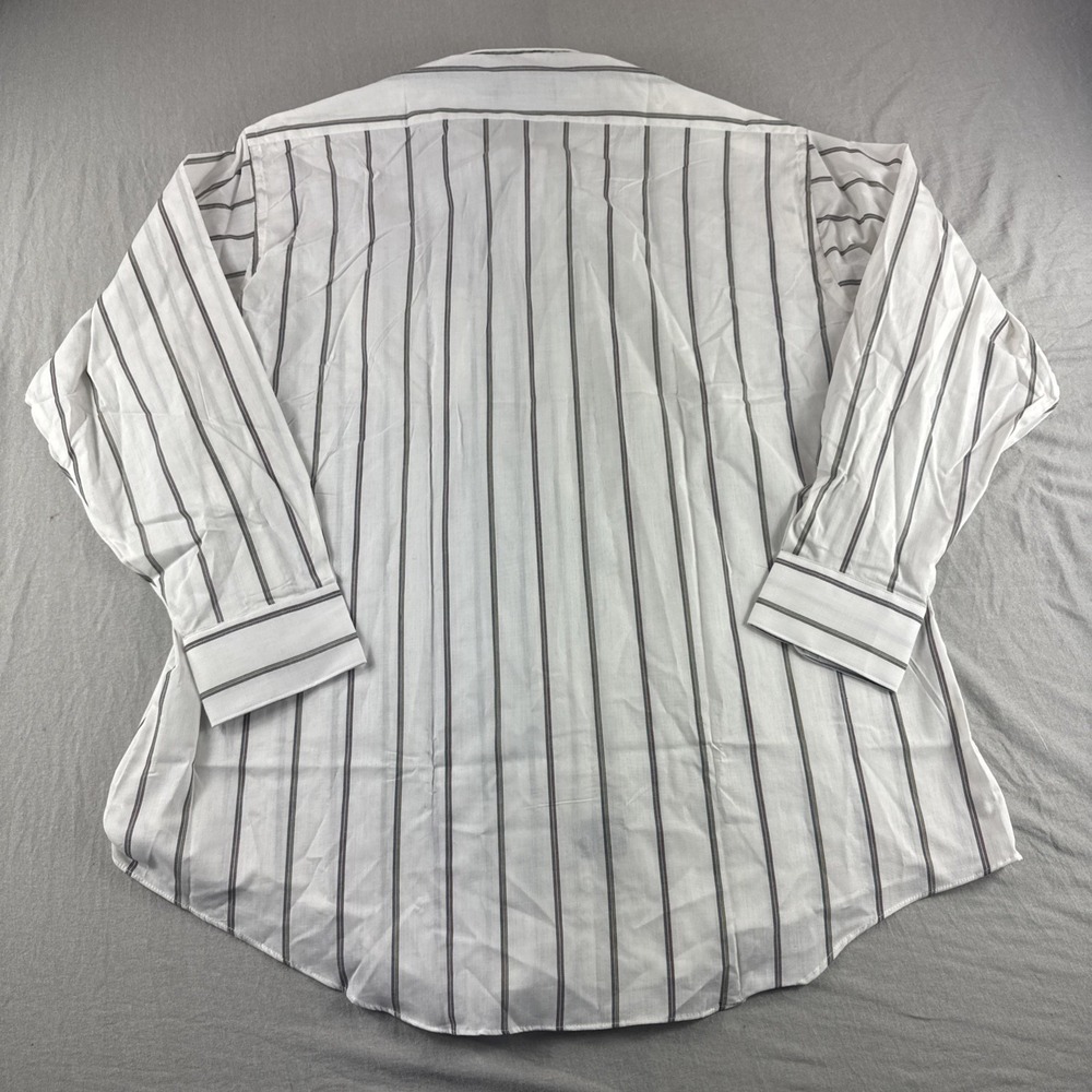 Vintage Botany 500 Dress Shirt Mens 17 White Striped Long Sleeve Button Up NEW - Picture 2 of 6